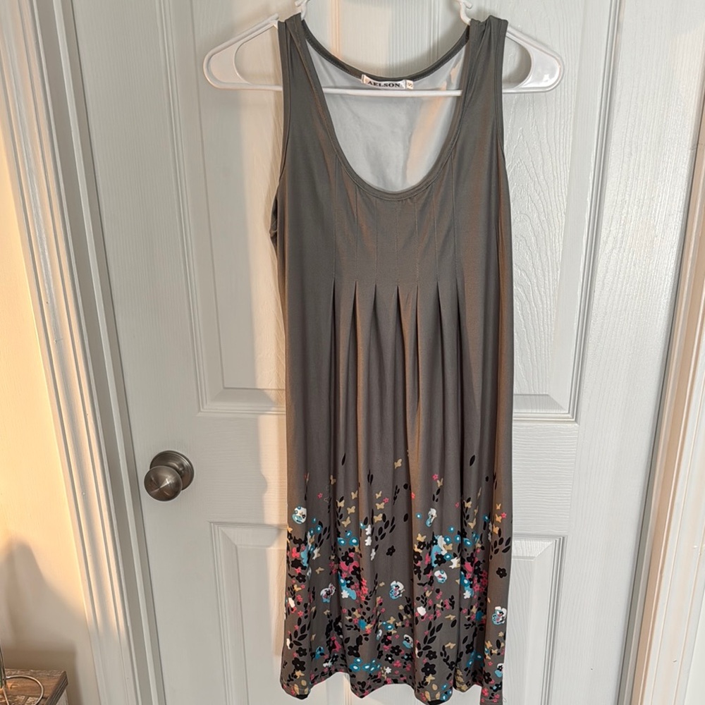 Floral Gray Sleeveless Dress